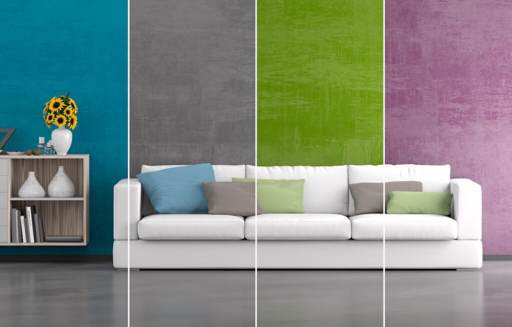 Innenanstriche in Kiel, als Collage dargestellt für Wohnraumfarben